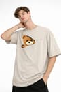 CH - Bear Baskılı Oversize Tişört BEJ