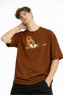 CH - Bear Baskılı Oversize Tişört KAHVE