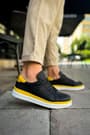CH979 - Santoni GBT Spor Erkek Ayakkabı SIYAH/SARI