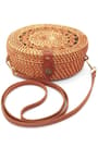 El Yapımı Hasır Rattan Desenli Yuvarlak Kutu Çanta KC105-HSDS