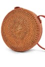 El Yapımı Hasır Rattan Yuvarlak Kutu Çanta KC105-HS2