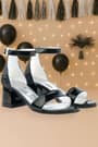 Elsa Black Rougan Shiny Girls Thick Heels Evening Shoes B610-SIA.26