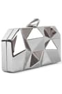 Geometrik Desenli Gümüş Metal Clutch Abiye Çanta KC980-G