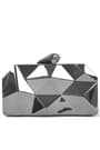 Geometrik Desenli Platin Metal Clutch Abiye Çanta KC980-PL