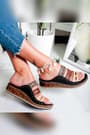 Hakiki Deri Joelle Siyah Comfort Lazer Kesim Terlik