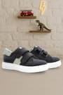 Genuine Leather Black Gray Velcro Children's Sports Shoes C1910-SGR.30