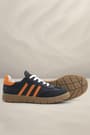 Genuine Leather Navy Blue Orange Lace-Up Zippered Kids Sneakers Shoes