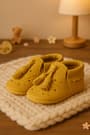 Peppa Genuine Leather Yellow Tasseled Elastic Baby Bootee
