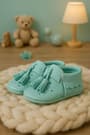 Peppa Genuine Leather Green Tasseled Elastic Baby Bootee