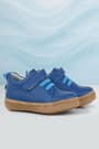 Genuine Leather Soft Navy Blue Elastic Banded Kids Shoes