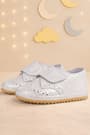 Genuine Leather Silver Grey Banded Babies Shoes