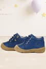 Soft Genuine Leather Zippered Navy Blue Baby Boots