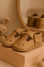Bubbles Genuine Leather Brown Elastic Baby Bootee