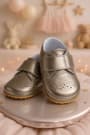 Genuine Leather Platinumum Shiny Banded Baby Shoes
