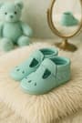 Bubbles Genuine Leather Green Elastic Baby Bootee