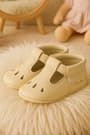 Bubbles Genuine Leather Beige Elastic Baby Bootee
