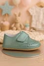 Genuine Leather Green Shiny Banded Babies Shoes