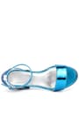 Elsa Blue Pattent Leather Shiny Thick Heeled Girls Heeled Dress Shoes
