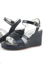 Black Wedge Heeled Shoes For Girl's