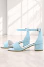 Lilo Glittery Blue Single Strap Girl's High Heel Evening Shoes