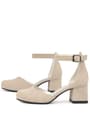 Nude Suede Thick Heels Shoes Girls
