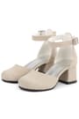 Nude Suede Thick Heels Shoes Girls