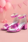 Elsa Fuschia Pattent Leather Shiny Thick Heeled Girls Heeled Dress Shoes