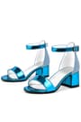 Elsa Blue Pattent Leather Shiny Thick Heeled Girls Heeled Dress Shoes