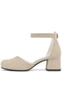 Nude Suede Thick Heels Shoes Girls