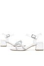 White Braid Stony Girls' Party Thick Heeled Shoes