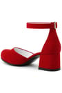 Red Suede Shoes Thick Heels Party Heels Girls