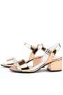 Copper Shiny Mirror Girls Thick Heels Evening Shoes