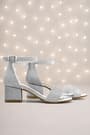 Lilo Glittery Silver Single Strap Girls High Heel Evening Shoes