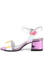 Pony Hologram Pink Yellow Thick Heeled Girls Evening Shoes