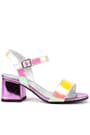Pony Hologram Pink Yellow Thick Heeled Girls Evening Shoes