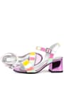 Pony Hologram Pink Yellow Thick Heeled Girls Evening Shoes