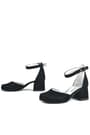 Black Suede Heels Thick Girls High Heeled Shoes
