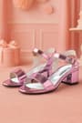 Shiny Mirror Pink Girls Evening Heel Shoes
