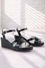 Black Wedge Heeled Shoes For Girl's