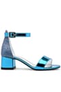 Elsa Blue Pattent Leather Shiny Thick Heeled Girls Heeled Dress Shoes