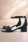 Lilo Glittery Black Single Strap Girl's High Heel Evening Shoes