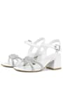 White Braid Stony Girls' Party Thick Heeled Shoes