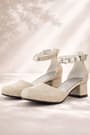 Merida Gold Glitter Thick Heels Stone Girls Heels
