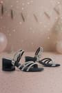Judy Black Stoned Girl's Heeled Slippers Shoes