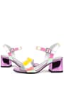 Pony Hologram Pink Yellow Thick Heeled Girls Evening Shoes