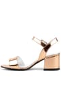 Copper Shiny Mirror Girls Thick Heels Evening Shoes
