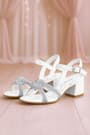 White Braid Stony Girls' Party Thick Heeled Shoes