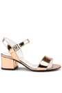 Copper Shiny Mirror Girls Thick Heels Evening Shoes