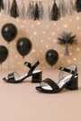 Pony Black Rougan Thick Heeled Girls Evening Shoes