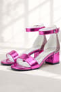 Elsa Fuschia Pattent Leather Shiny Thick Heeled Girls Heeled Dress Shoes